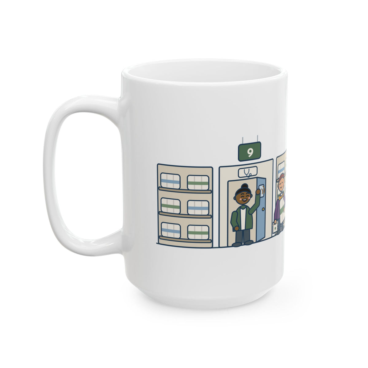 Large Retail Clinic Nurse Mug 15oz - Clinic in Aisle Nine. Strep Test, Then Paper Towels.