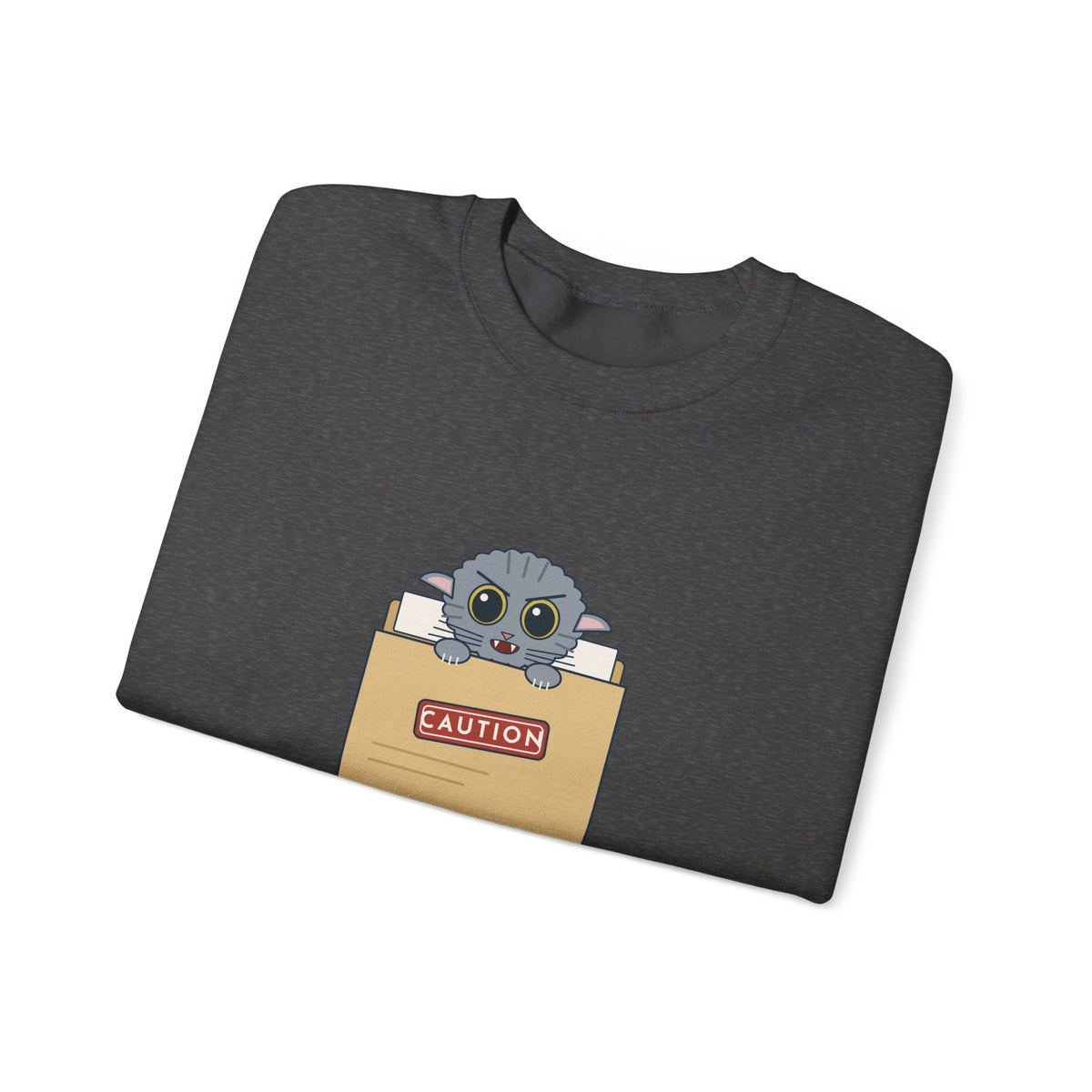 Veterinary Technician Crewneck Sweatshirt - The Chart Says CAUTION. The Cat Agrees.