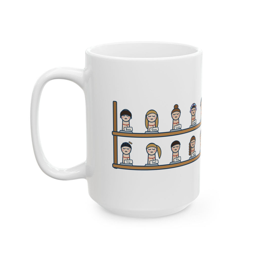 Large 15oz Cosmetology Instructor Mug - Each Mannequin Head Named