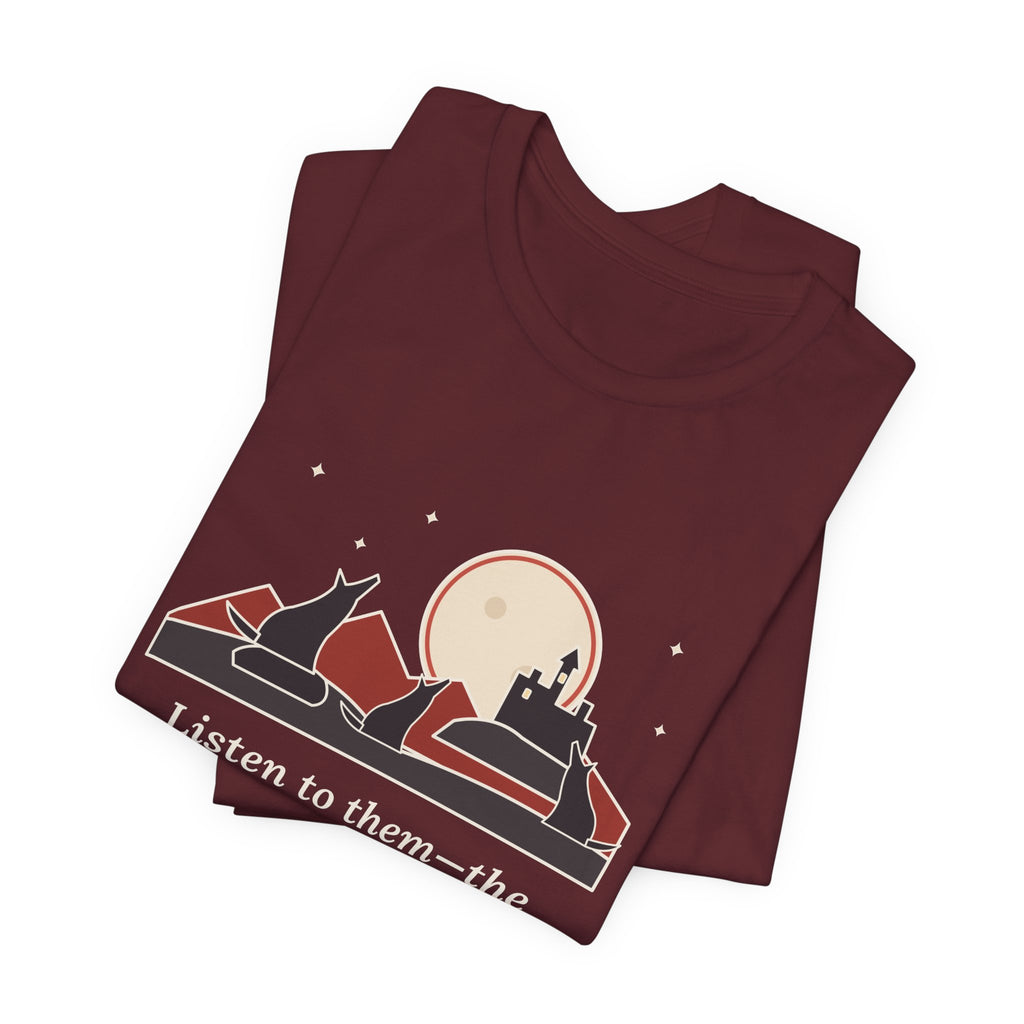 Bram Stoker Quote T-Shirt, The Children of the Night, Gothic Wolves and Red Moon Tee