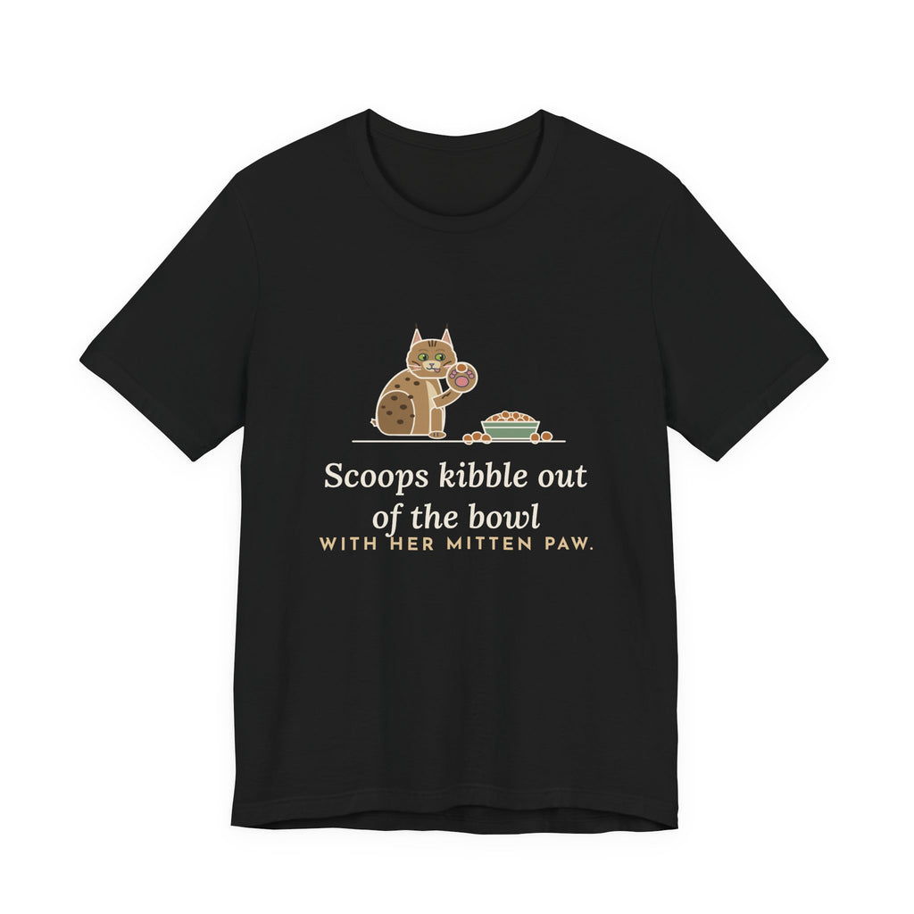 Pixiebob Cat T-Shirt - Scoops Kibble Out of the Bowl With Her Mitten Paw