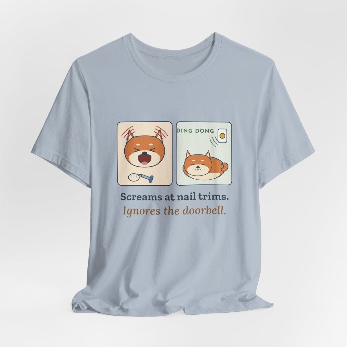 Shiba Inu T-Shirt - Screams at Nail Trims. Ignores the Doorbell. Funny Shiba Tee