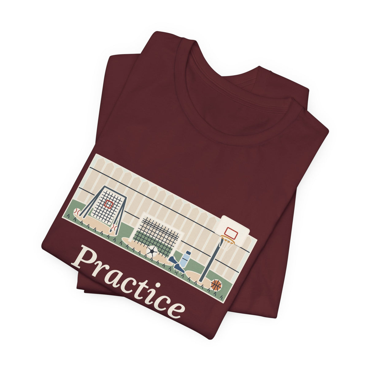 Practice Makes Perfect T-Shirt, Youth Sports Proverb Tee with Backyard Practice
