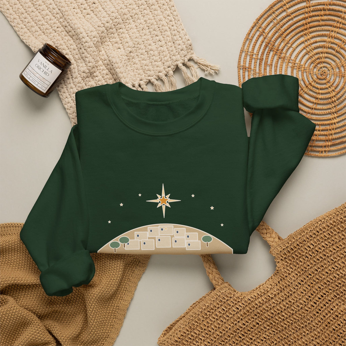 O Little Town of Bethlehem Sweatshirt, Christmas Brooks Quote Crewneck with Hill Town Star