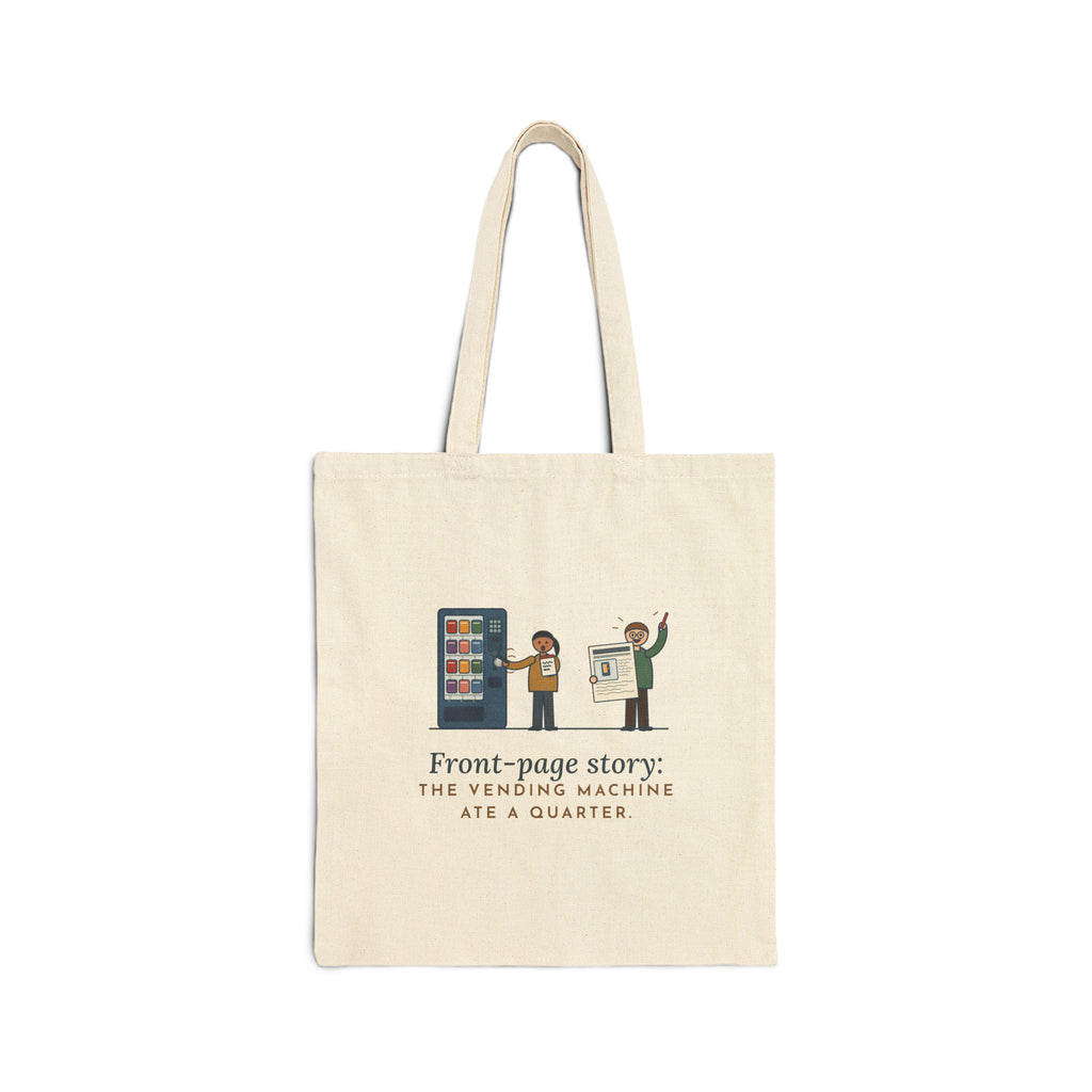 Journalism Teacher Tote Bag - The Vending Machine Ate a Quarter Front Page