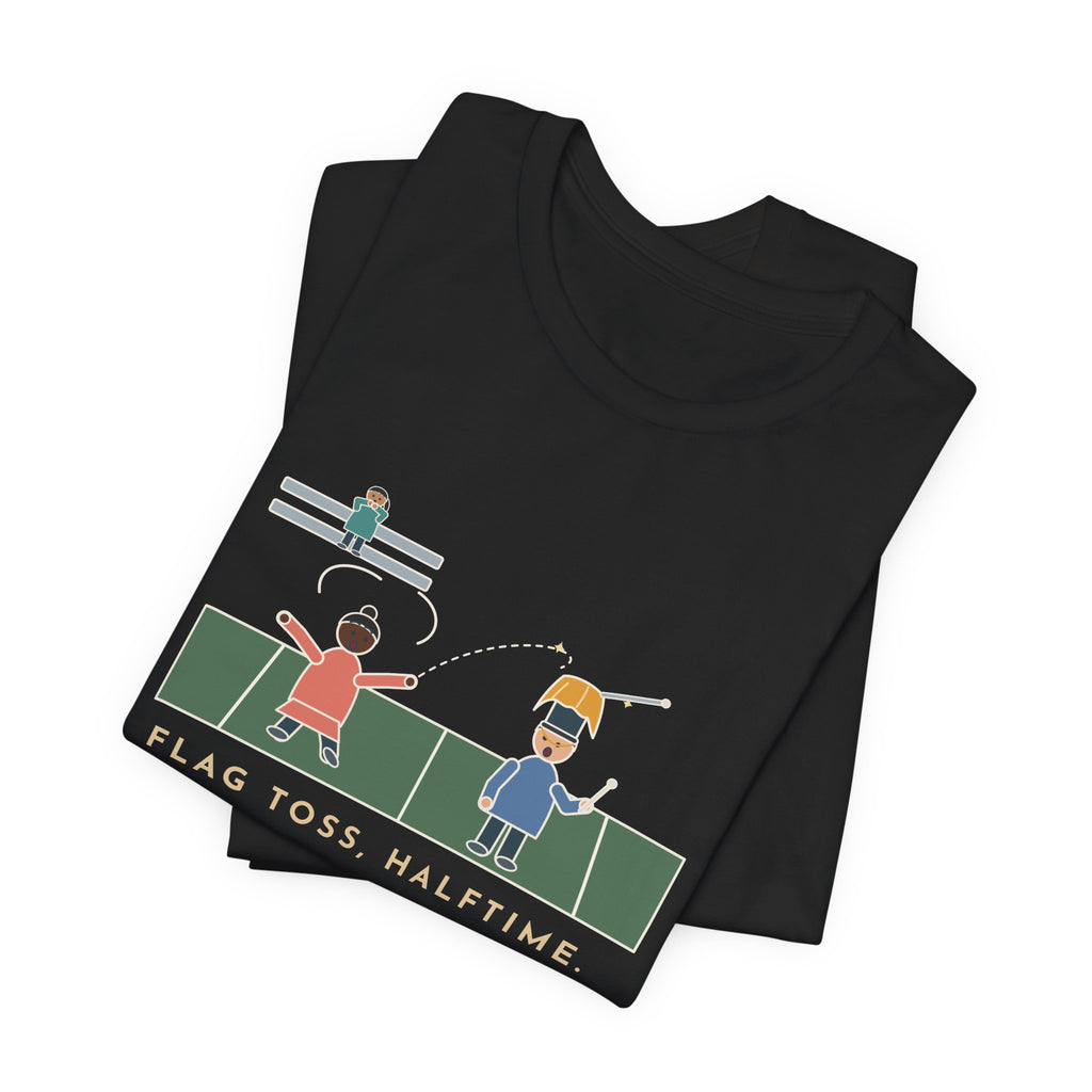 Color Guard Coach T-Shirt - Flag Toss at Halftime Landed on the Drum Major's Hat