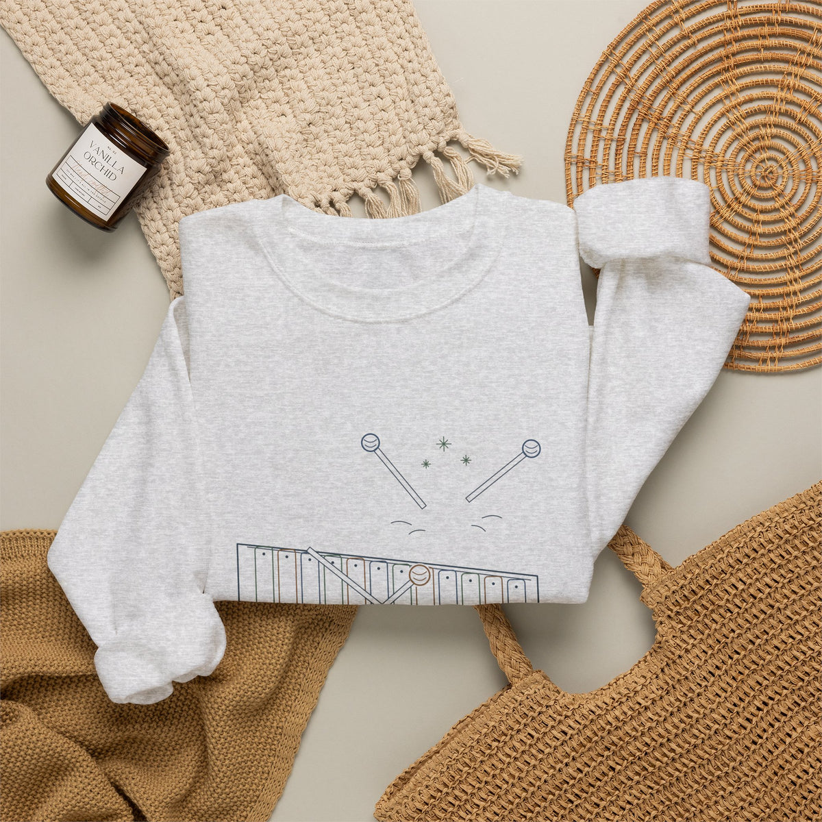Elementary Music Teacher Crewneck Sweatshirt - Mallets Down, Eyes Up. Music Class Gift