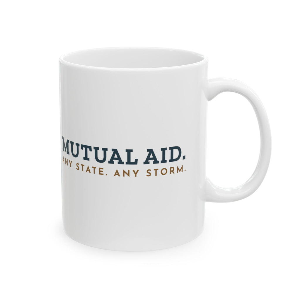 Lineworker Coffee Mug - Mutual Aid. Any State. Any Storm. 11oz Bucket Truck Cab Mug