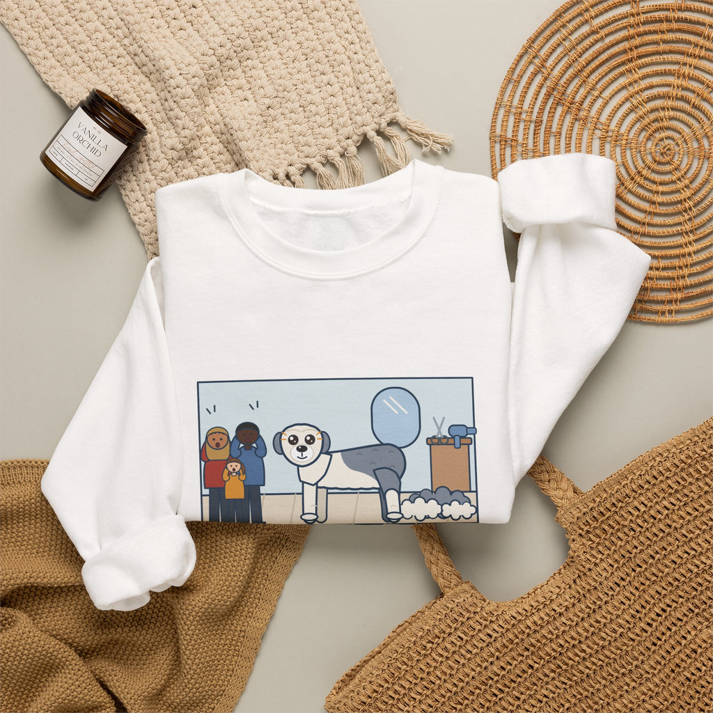 Old English Sheepdog Sweatshirt, Got a Haircut, We Met His Eyes for the First Time, Funny Grooming Day Crewneck