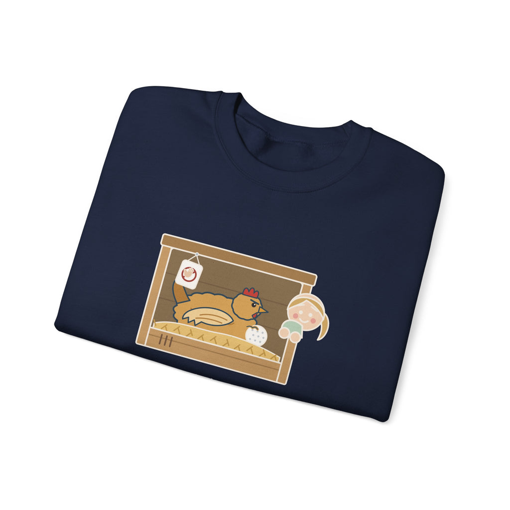 Backyard Chickens Crewneck Sweatshirt - She's Been Sitting on a Golf Ball for Three Days