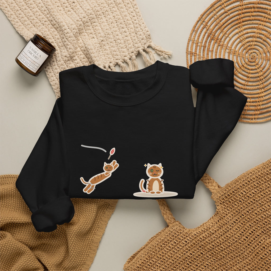 One-Eyed Cat Sweatshirt, Catches Every Toy I Throw and Winks Like It Was Easy, Funny Leap and Wink Crewneck
