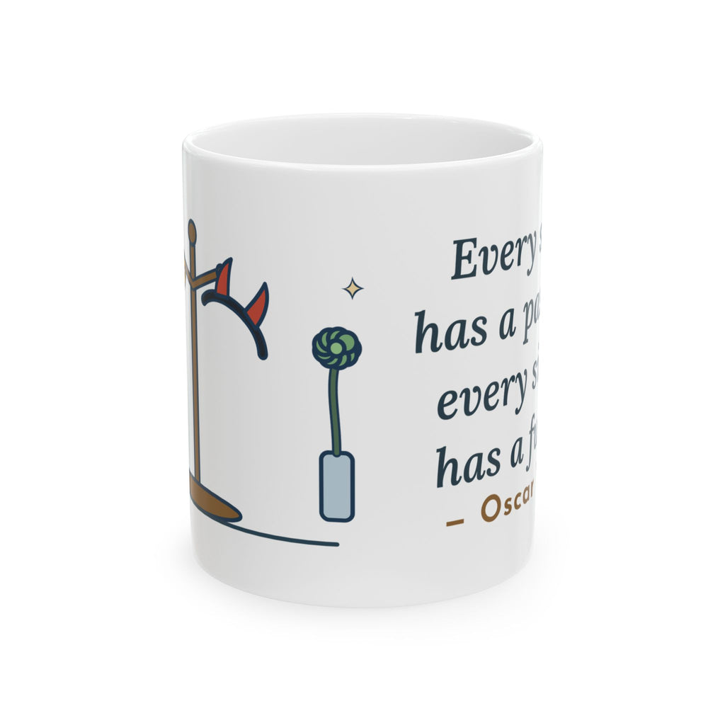 Oscar Wilde Quote Mug, Every Saint Has a Past, Every Sinner Has a Future, Wit Halo and Horns Coffee Mug 11oz
