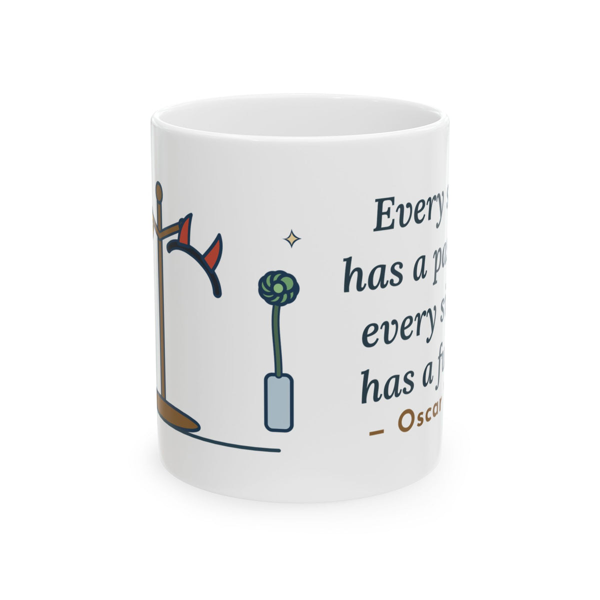 Oscar Wilde Quote Mug, Every Saint Has a Past, Every Sinner Has a Future, Wit Halo and Horns Coffee Mug 11oz