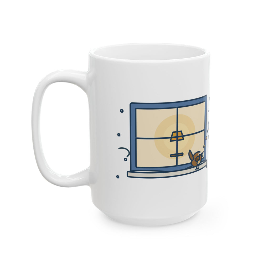 “Hope” Is the Thing With Feathers 15oz Mug, Large Literary Coffee Mug, Dickinson Quote with Winter Wren