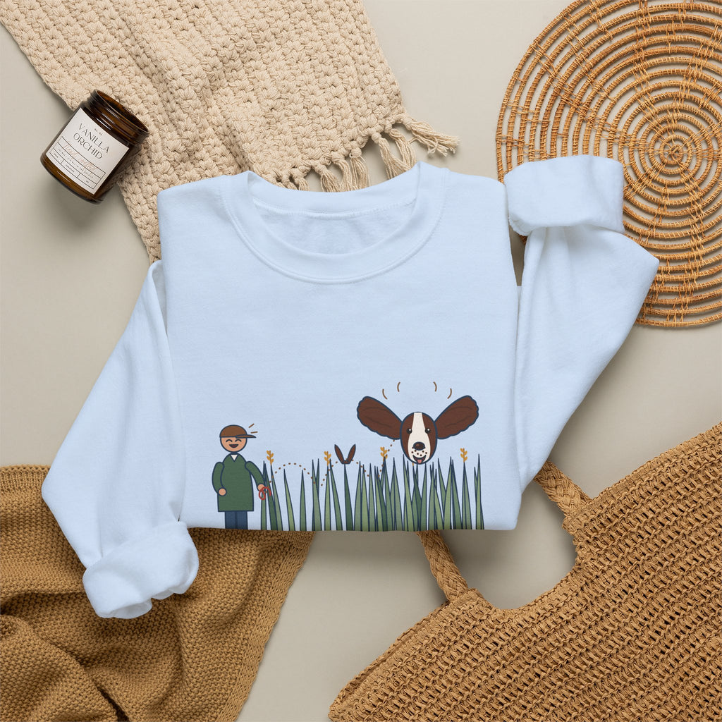 English Springer Spaniel Crewneck Sweatshirt - Only the Ears Showed in the Tall Grass Gift
