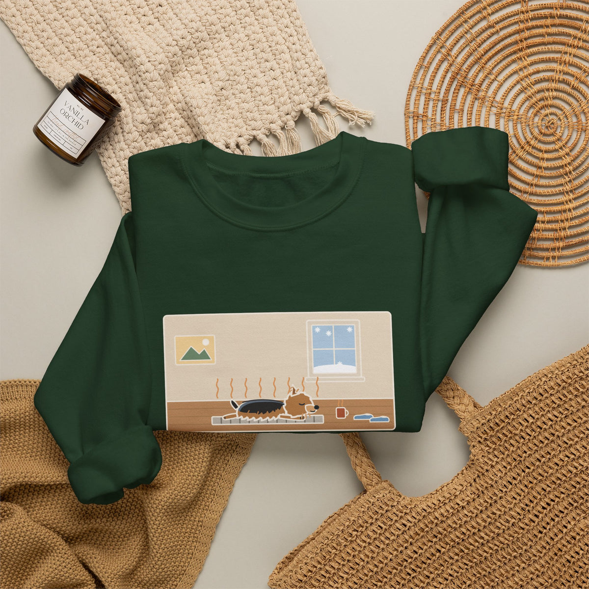 Morkie Sweatshirt, Every Winter Morning Stretched Across the Heating Vent, Funny Warm Spot Crewneck