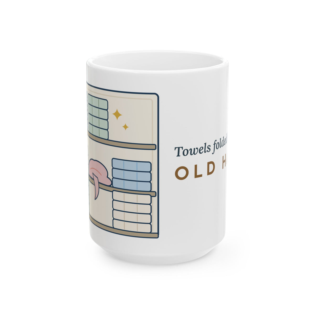 Large 15oz Veteran Mug - Towels Folded in Thirds. Old Habit. Veterans of All Branches