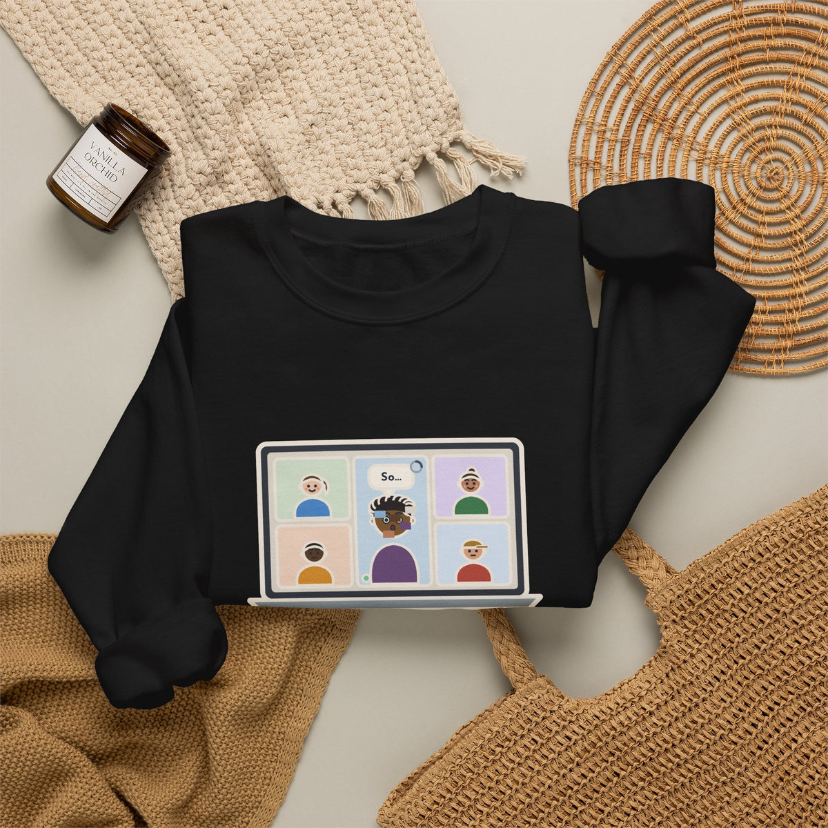 Video Call Sweatshirt, Unmuted for My Big Update, The Internet Froze on So, Funny Frozen Tile Crewneck