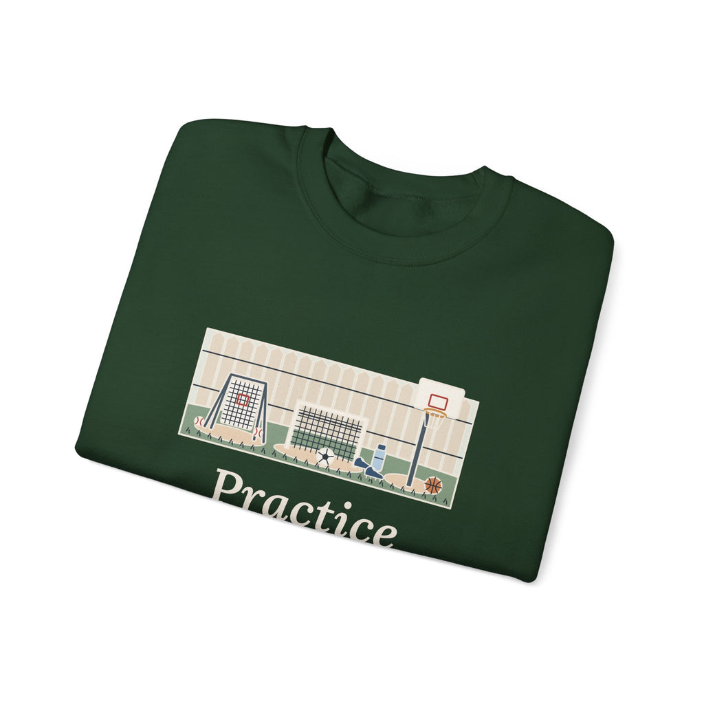 Practice Makes Perfect Sweatshirt, Youth Sports Proverb Crewneck, Backyard Practice