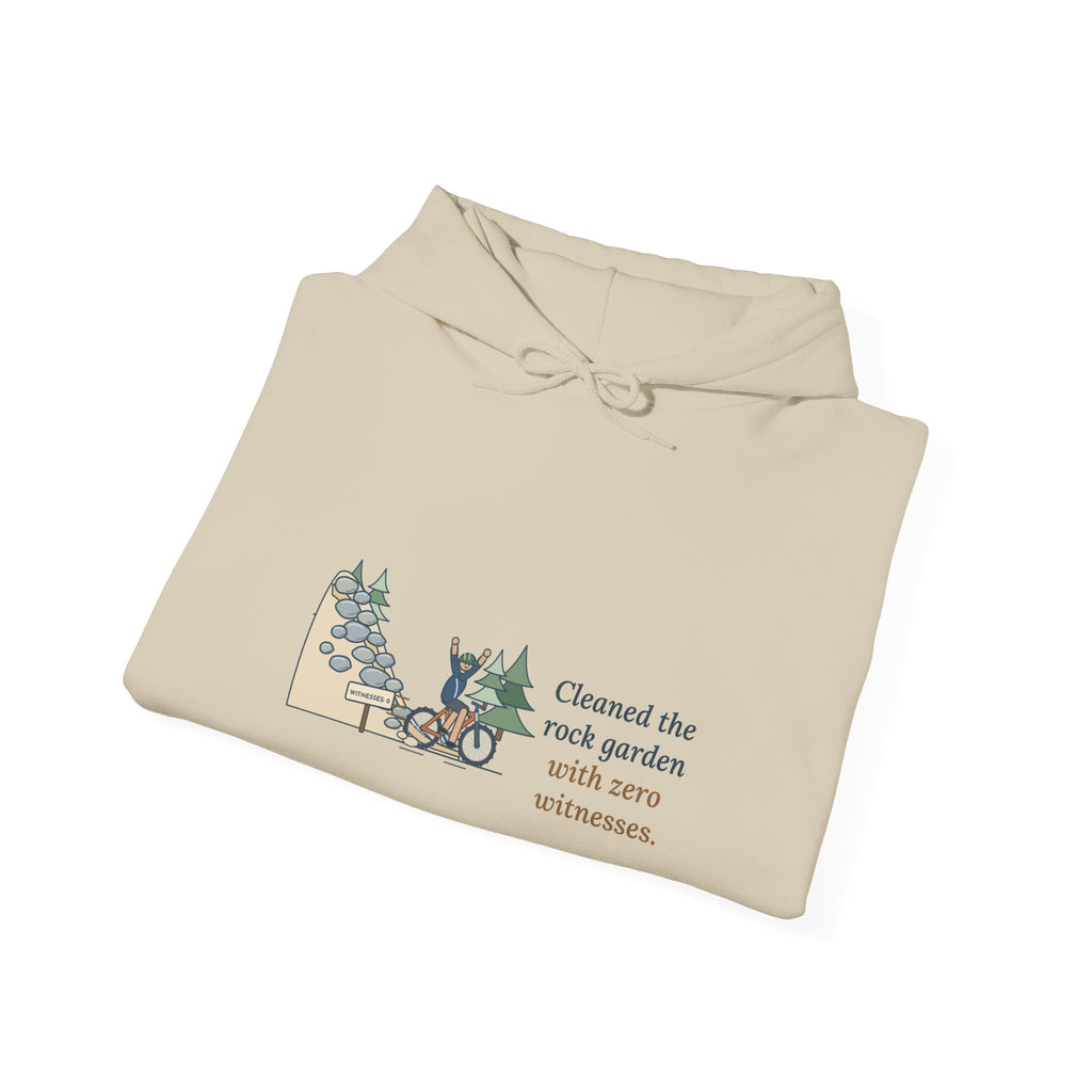 Mountain Biking Hoodie - Cleaned the Rock Garden With Zero Witnesses. MTB Hooded Sweatshirt
