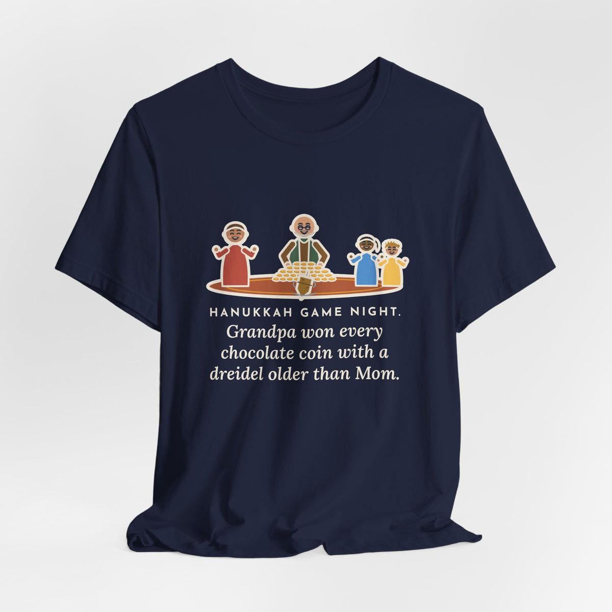 Funny Hanukkah Game Night T-Shirt, Grandpa Won Every Chocolate Coin with a Dreidel Older Than Mom, Living Room Rug Tee