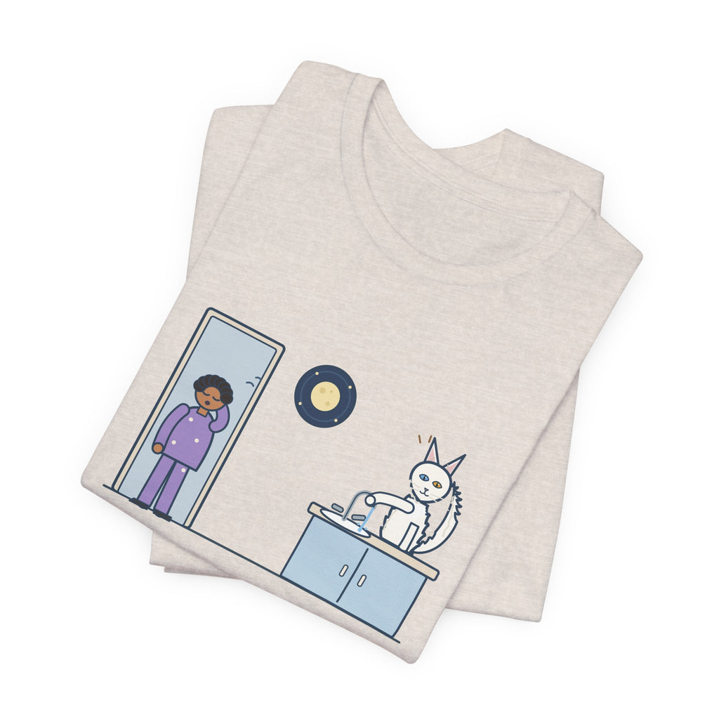 Turkish Angora Cat T-Shirt - Turned On the Bathroom Faucet by Himself at Two A.M. Funny Cat Tee