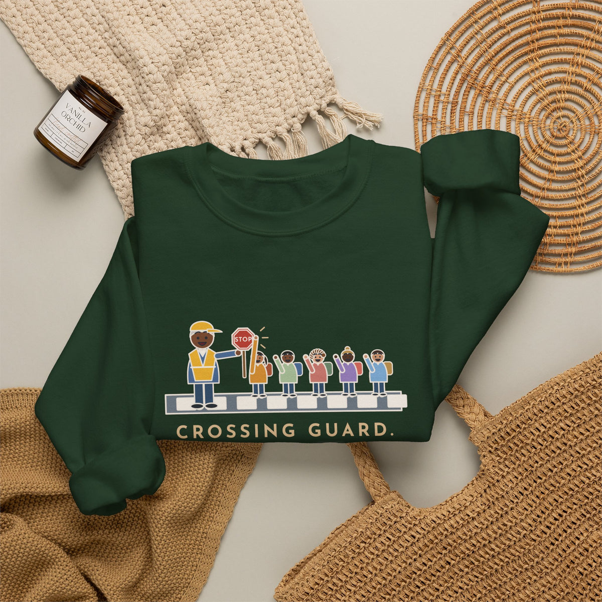 Crossing Guard Sweatshirt, The Kindergartners High-Five My Stop Sign on the Way By, Funny School Crosswalk Crewneck