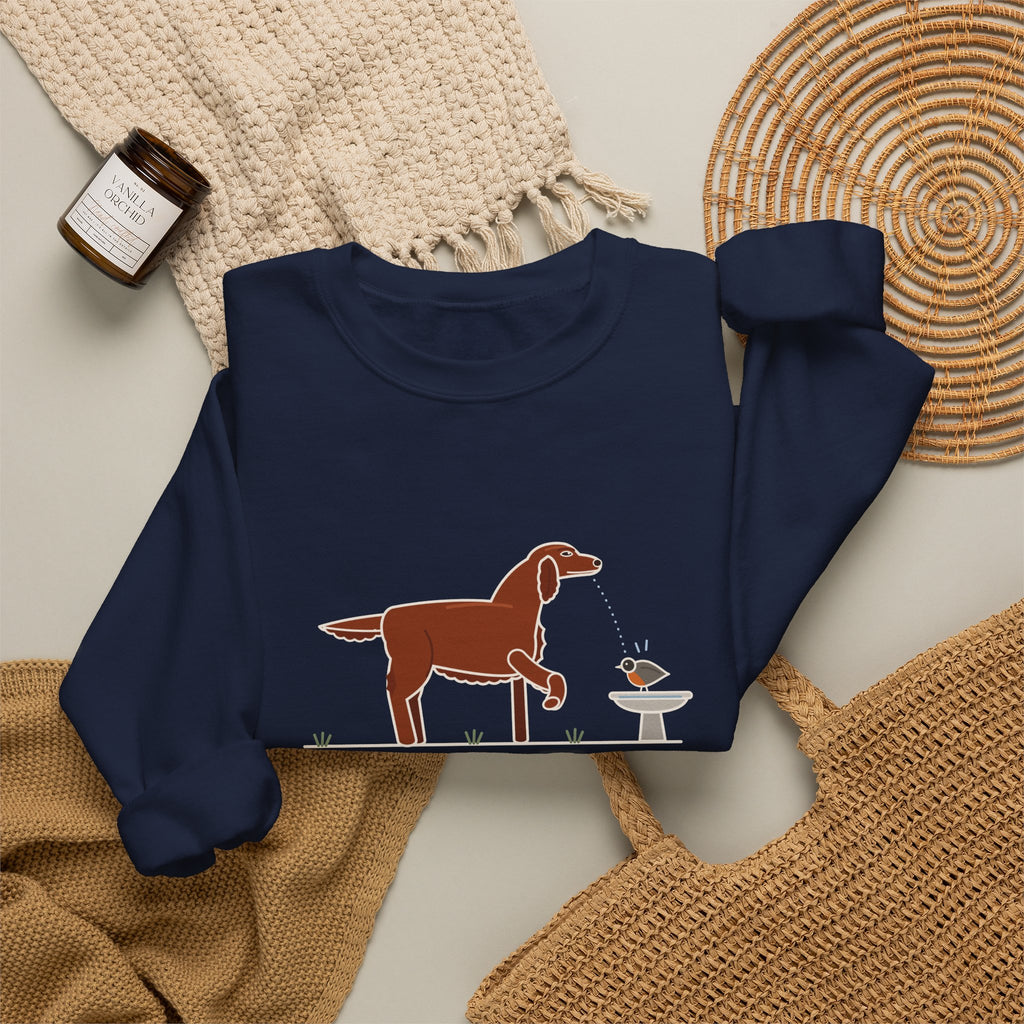 Irish Setter Crewneck Sweatshirt - One Paw Up, Frozen, A Robin Landed Dog Lover Gift