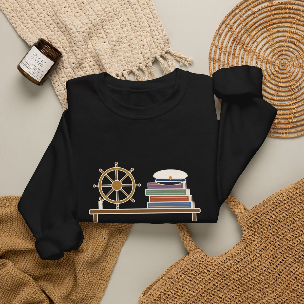 O Captain My Captain Sweatshirt, Teacher Walt Whitman Quote Crewneck with Captain's Desk