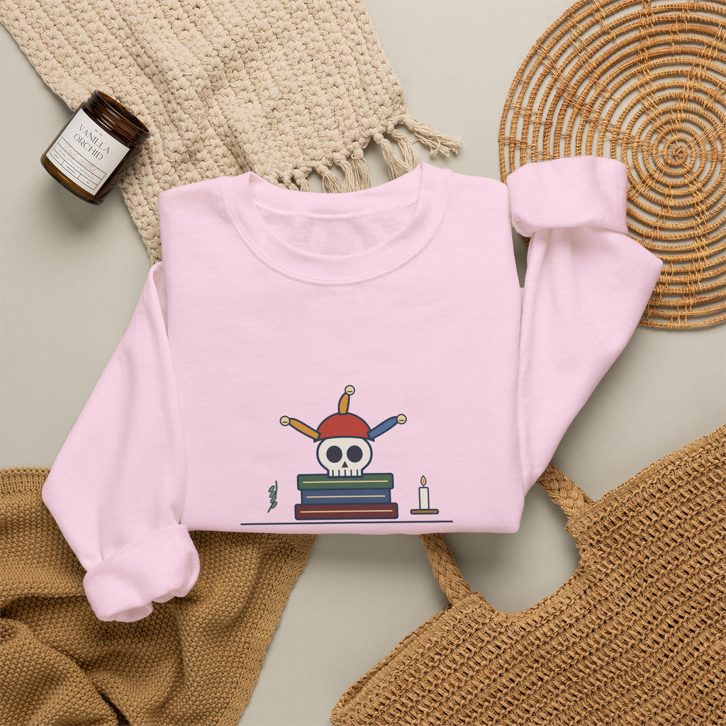 Alas, Poor Yorick Sweatshirt, Gothic Shakespeare Quote Crewneck with Jester Skull