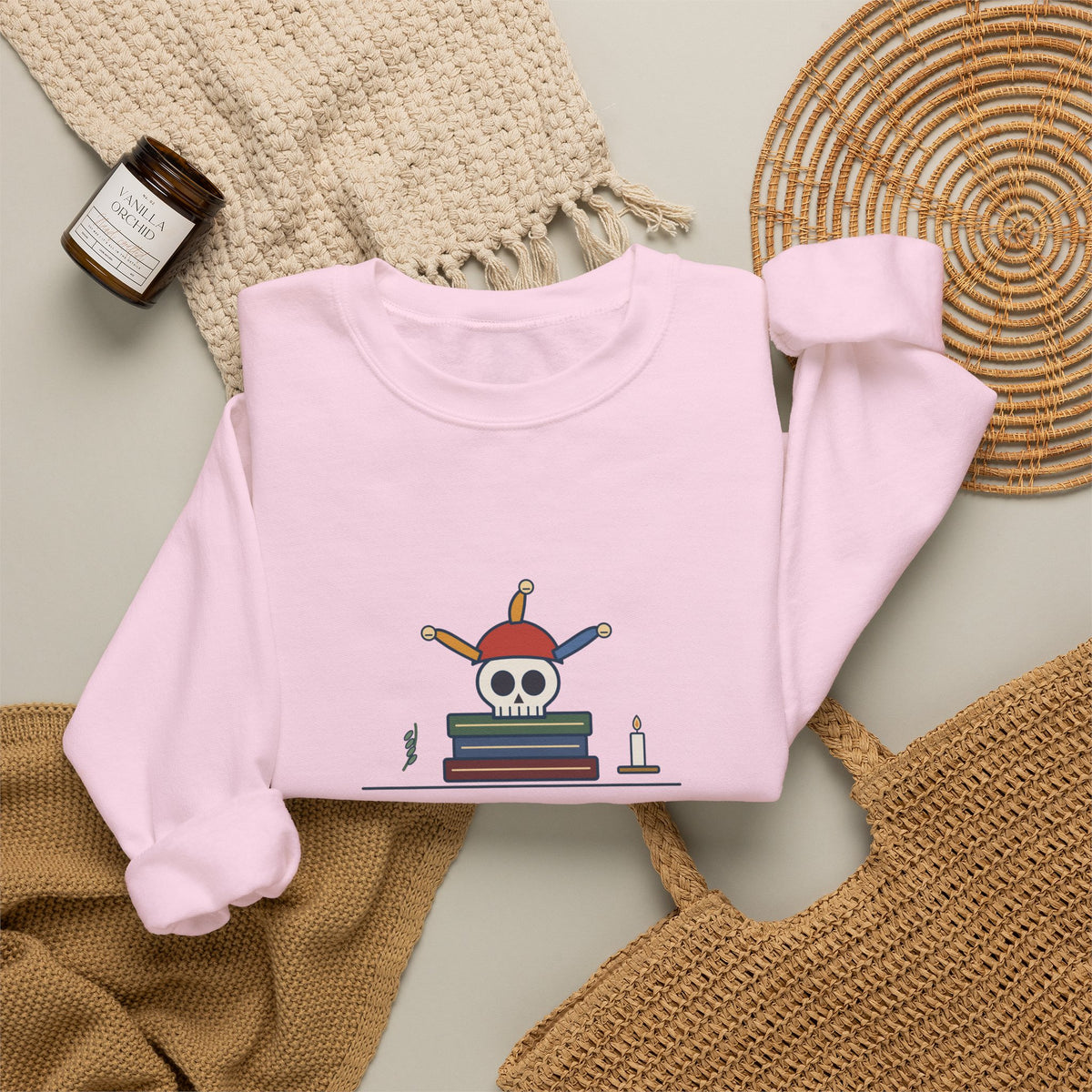 Alas, Poor Yorick Sweatshirt, Gothic Shakespeare Quote Crewneck with Jester Skull