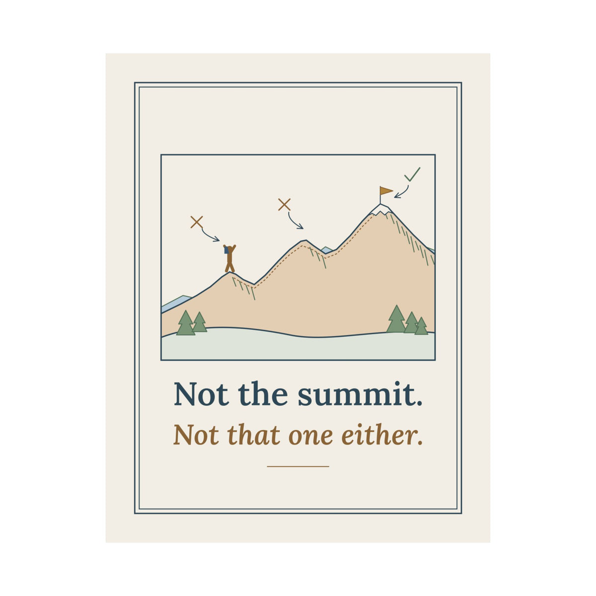 Colorado 14ers Poster - Not the Summit, Not That One Either Hiking Ridgeline Wall Art Print