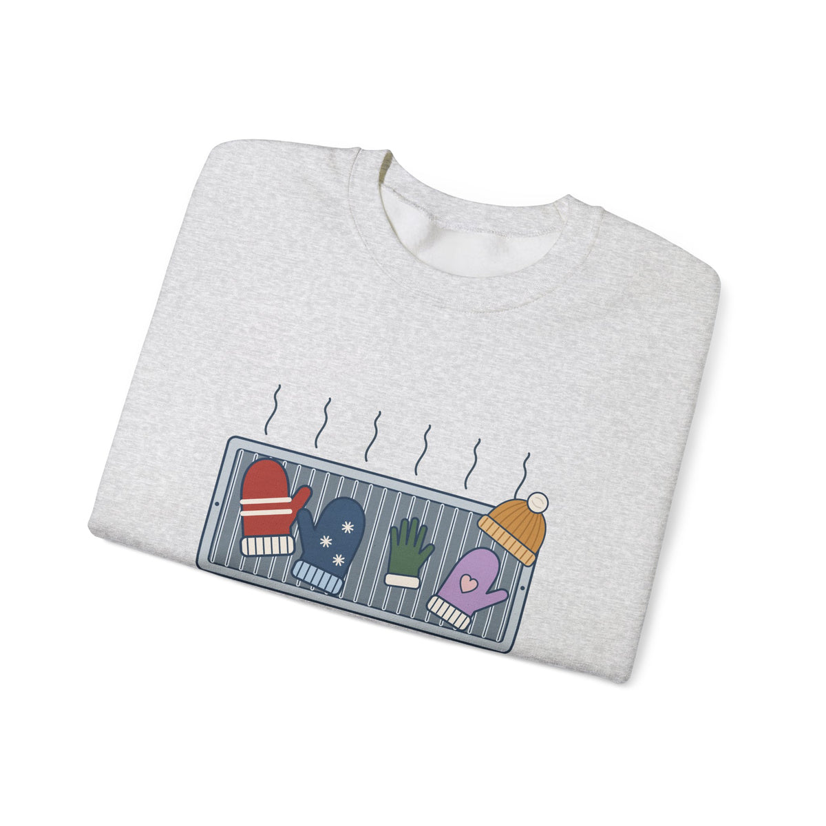 Snow Day Crewneck Sweatshirt - Mittens Drying on Every Vent Winter Sweatshirt