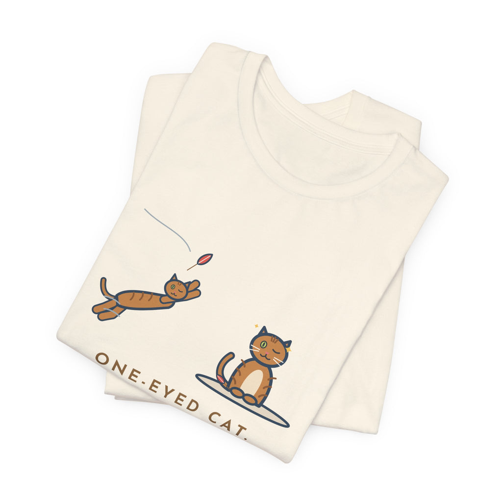 Funny One-Eyed Cat T-Shirt, Catches Every Toy I Throw and Winks Like It Was Easy, Leap and Wink Tee