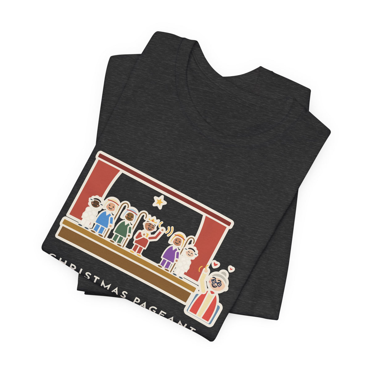 Funny Christmas Pageant T-Shirt, Three Shepherds, Two Sheep, One Wise Man Who Waved at Grandma the Whole Time, Pageant Stage Tee