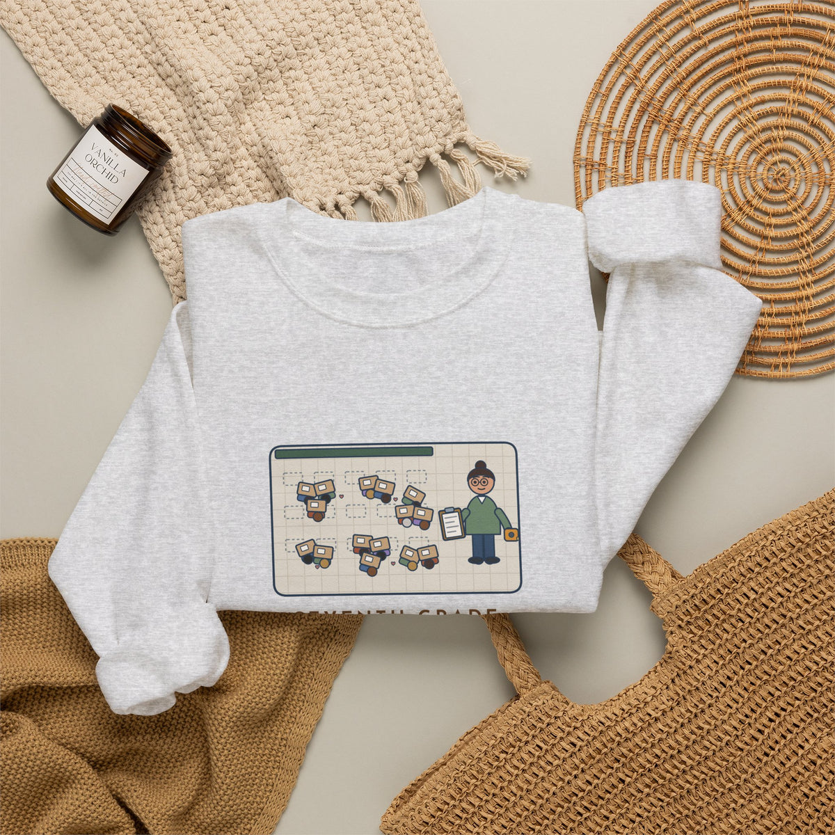 7th Grade Teacher Sweatshirt, Assigned Seats Monday, By Friday Every Desk Crept Six Inches Toward a Friend, Funny Desk Drift Crewneck