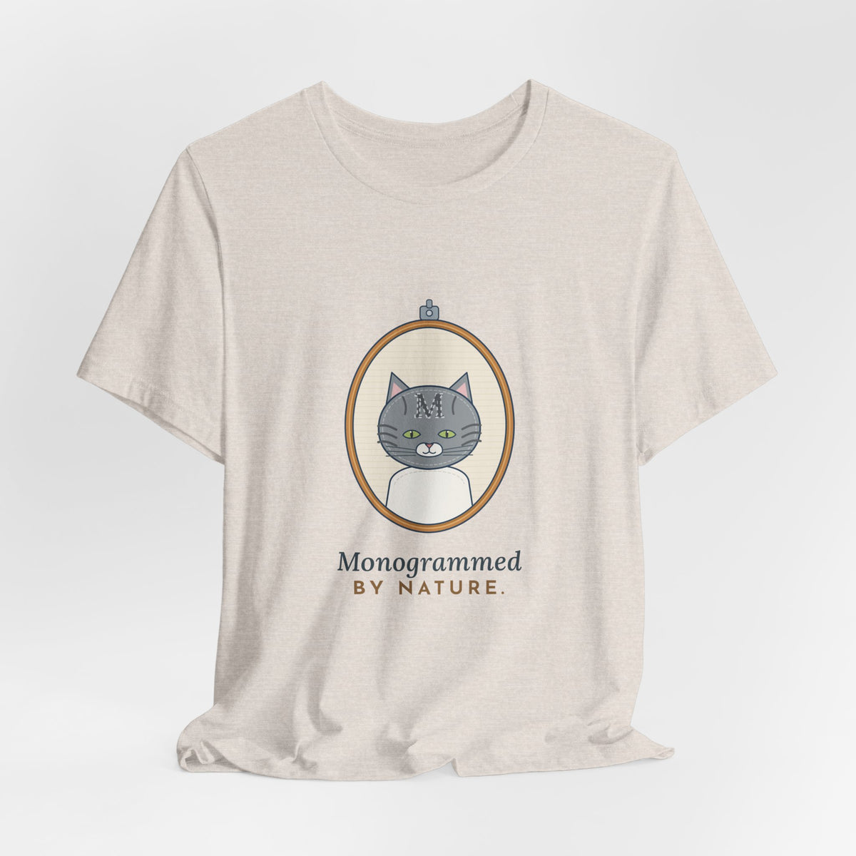 Gray Tabby Cat T-Shirt - Forehead M Initial, Nature's Own Letter Tabby Cat Lover Tee
