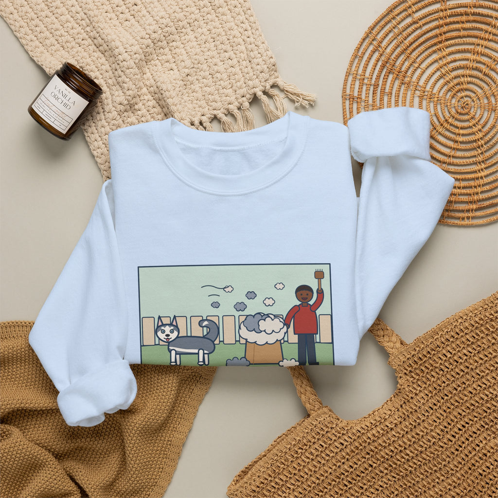 Pomsky Sweatshirt, Shed One Winter Coat, We Filled a Grocery Bag with It, Funny Shedding Season Crewneck