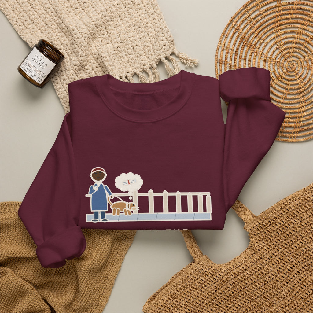 Dog Walker Sweatshirt, Walked the Dog One Block, Took Forty Minutes, Funny Fence Post Sniff Crewneck