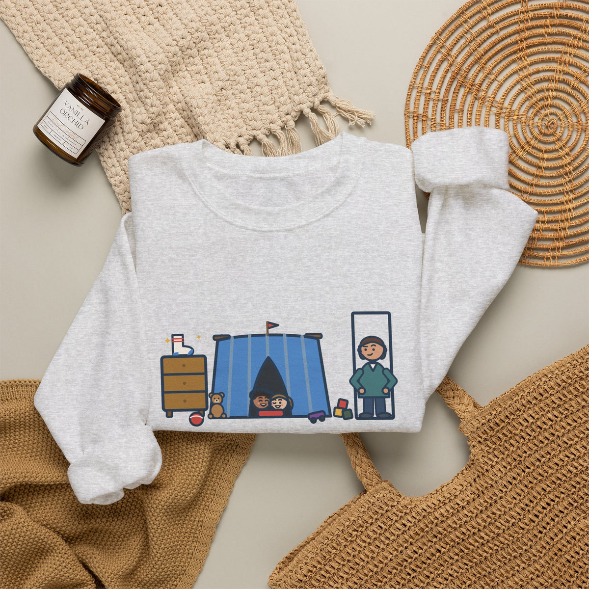 Parent Sweatshirt, Told the Kids to Clean Their Room, Found One Folded Sock and a Brand-New Fort, Funny Bedroom Fort Crewneck