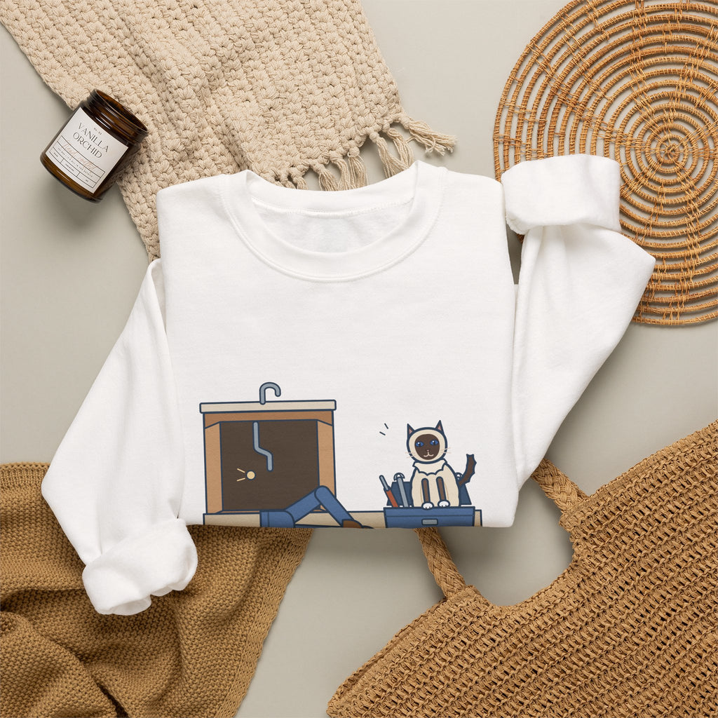 Birman Cat Crewneck Sweatshirt - Toolbox Seat for the Kitchen Sink Repair