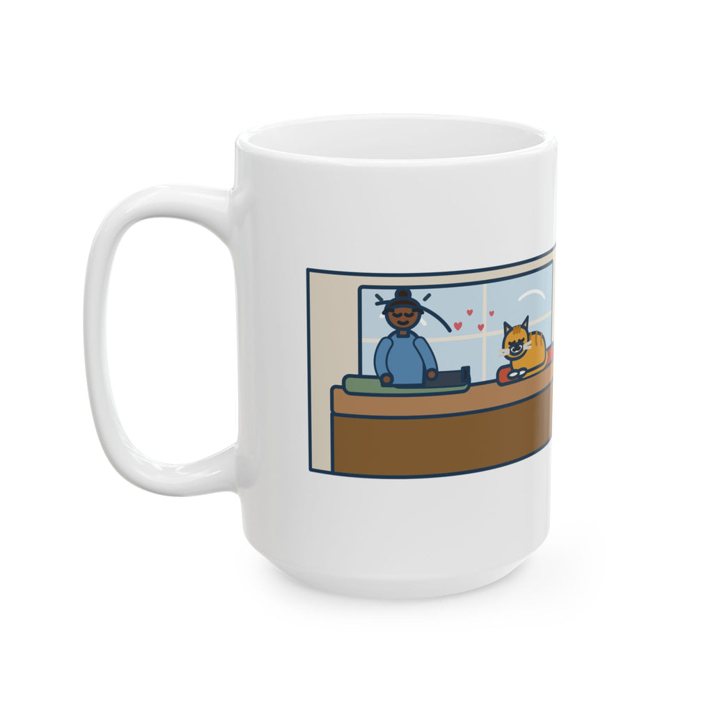 Five Minutes of Eye Kisses, She Blinked Back Once, Best Moment of My Week 15oz Mug, Large Funny Cat Love Coffee Mug