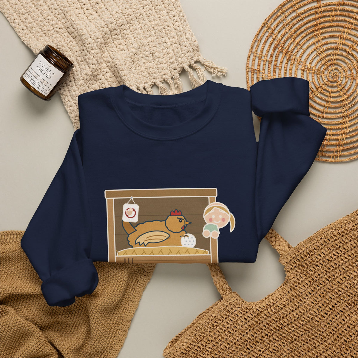Backyard Chickens Crewneck Sweatshirt - She's Been Sitting on a Golf Ball for Three Days