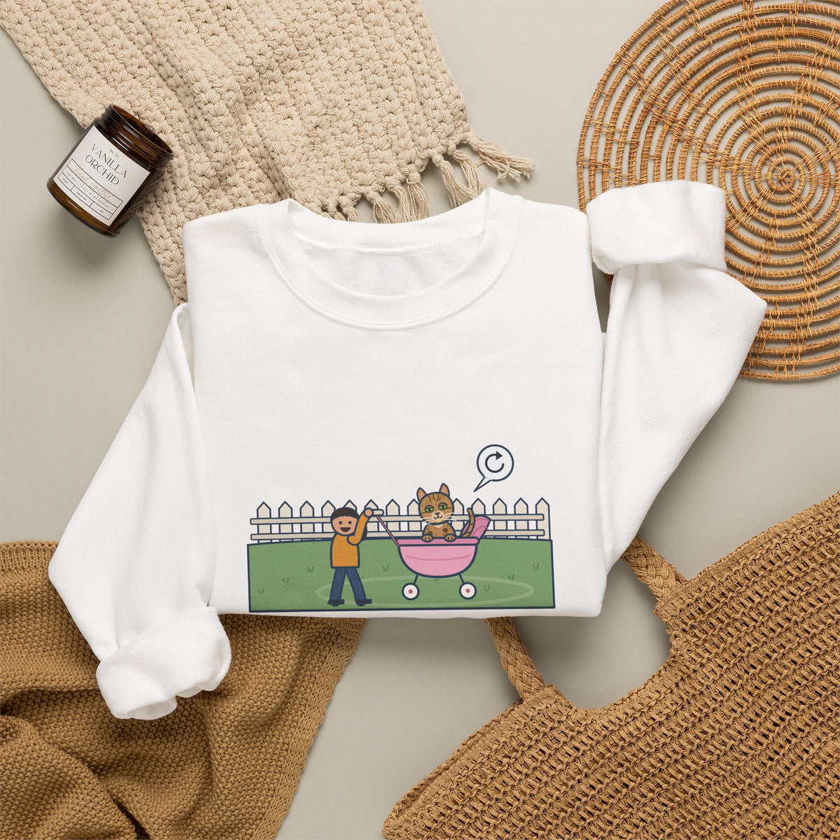 Australian Mist Cat Crewneck Sweatshirt - Rode Around the Yard in the Doll Stroller