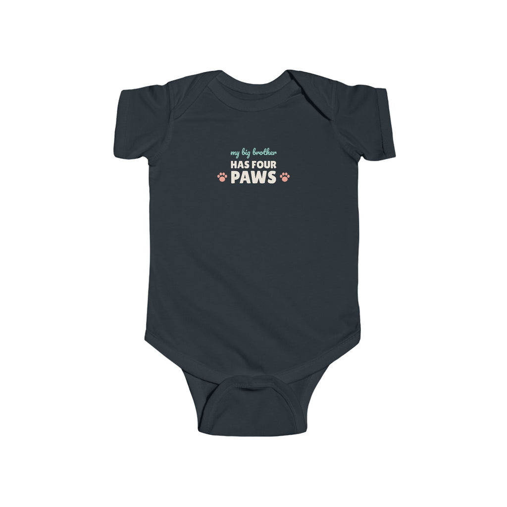 My Big Brother Has Four Paws Baby Bodysuit, Dog Lover Newborn Outfit