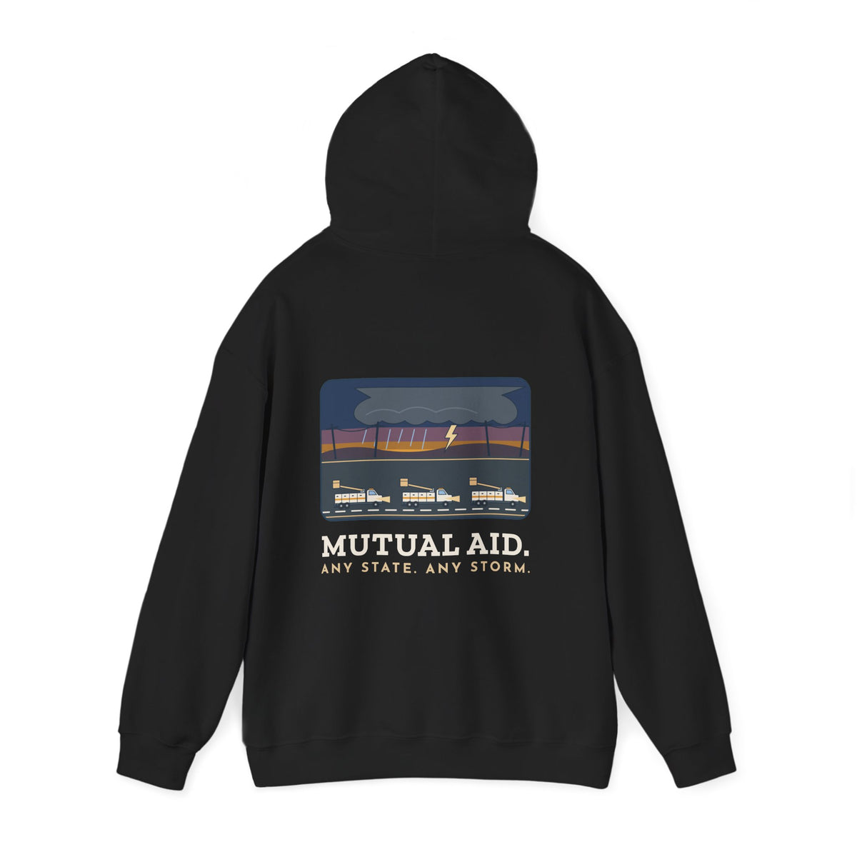 Lineworker Hoodie - Mutual Aid. Any State. Any Storm. Lineman Gift Hoodie