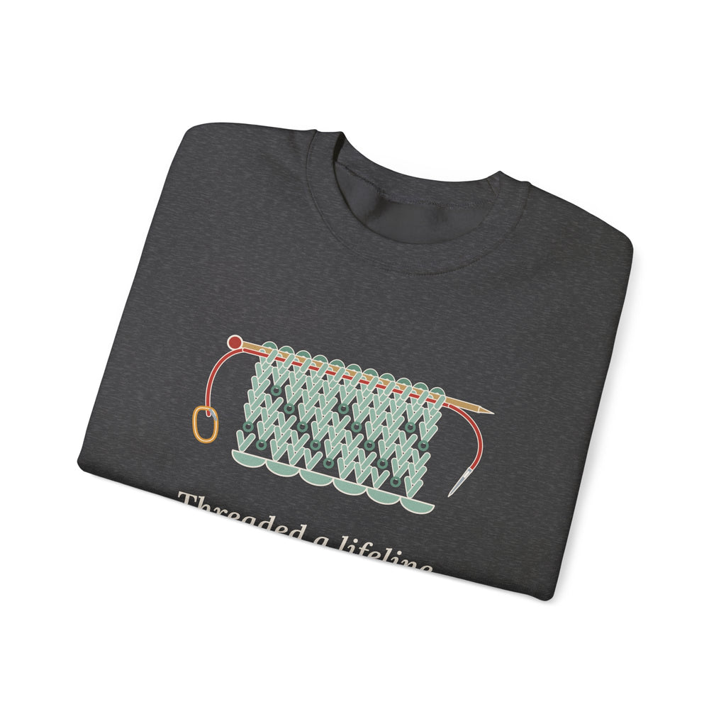 Lace Knitting Crewneck Sweatshirt - Threaded a Lifeline. Now I'm Brave.