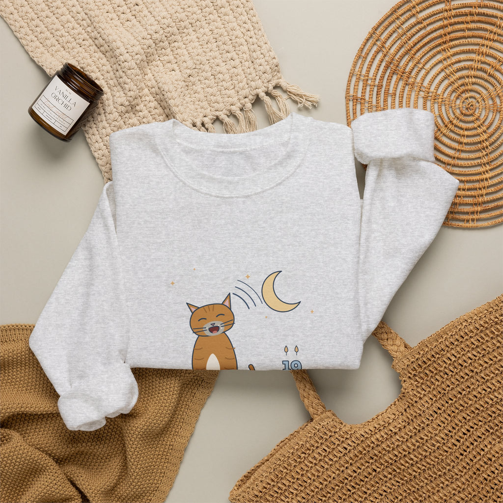 Senior Cat Crewneck Sweatshirt - Nineteen Years Old. Yells at 3 a.m. Earned It.