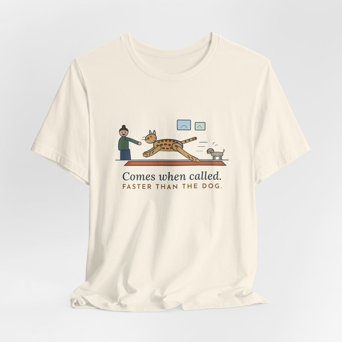Ocicat T-Shirt - Comes When Called, Faster Than the Dog Funny Cat Tee