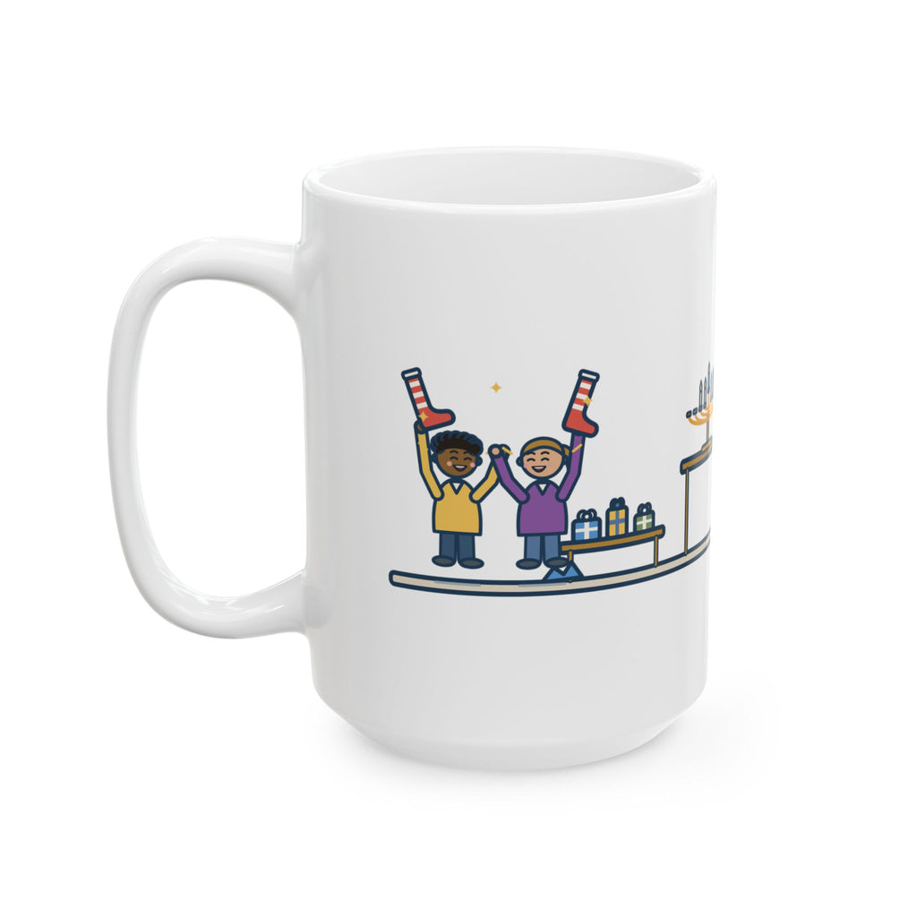 Eight Nights of Gifts, Night Six Was Socks, the Kids Cheered Anyway 15oz Mug, Large Funny Hanukkah Coffee Mug